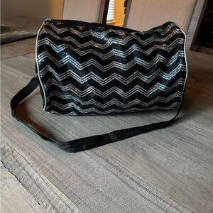 Black and Silver Chevron dance bag